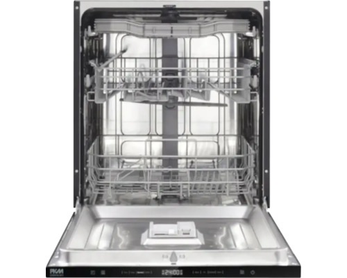 Lave-vaisselle ouvert avec paniers à vaisselle