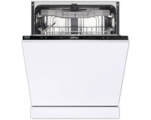 Lave-vaisselle blanc ouvert avec paniers métalliques