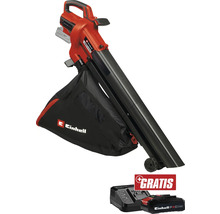 Aspirateur souffleur de feuilles Einhell avec sac de ramassage, batterie et chargeur
