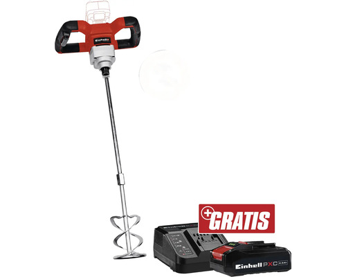 Akku-Farbmörtelrührer Einhell Power X-Change TE-MX 18 Li + GRATIS Akku 18 V 3,0 Ah Einhell TE-MX 18 Li - Solo Akku-Quirl mit Ladegerät und Akku