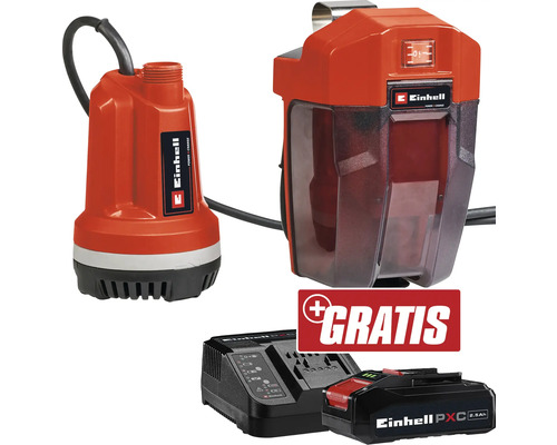 Pompe submersible à eau claire sans fil Einhell Power-X-Change GE-PP 18 RB Li + GRATUIT batterie 18 V 3,0 Ah Pompe submersible, pompe à eau sale, batterie et chargeur de Einhell
