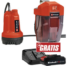 Pompe à eau sale Einhell avec batterie, chargeur et batterie Einhell PXC gratuite