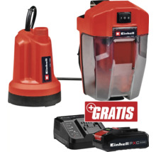 Einhell Pompe d'immersion d'eau claire sans fil GE-PP 18 RB Li avec sac de récupération des eaux usées, batterie et chargeur