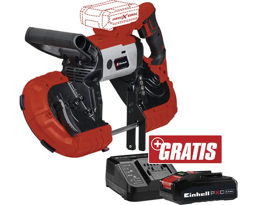 Scie à ruban sans fil Einhell Power X-Change TE-MB 18/127 Li + GRATUIT batterie 18 V 3,0 Ah Scie à ruban sans fil Einhell avec batterie, chargeur et promotion gratuite