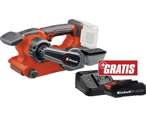 Ponceuse à bande sans fil Einhell Power X-Change TP-BS 18/457 Li Brushless + GRATUIT batterie 18 V 3,0 Ah "Ponceuse à bande tubulaire sans fil Einhell avec batterie, chargeur et la mention ""Gratuit"""