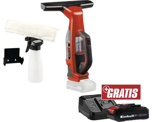 Akku-Fensterreiniger Einhell BRILLIANTO Power X-Change + GRATIS Akku 18 V 3,0 Ah Einhell Akku-Fenstersauger mit Sprühflasche, Wischeraufsatz, Ladegerät und Akku