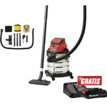 Einhell Logo. Einhell Akku-Nass-Trockensauger mit Zubehör, Ladegerät und Akku gratis.