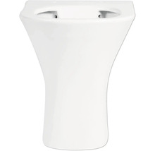 WC à poser en céramique blanche avec design arrondi pour raccordement au sol