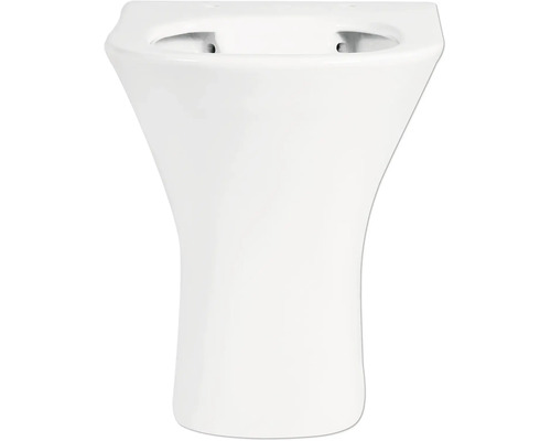 WC à poser en céramique blanche avec design arrondi pour raccordement au sol