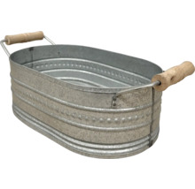 Baignoire ovale en zinc avec poignées en bois