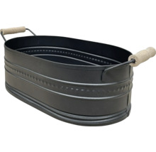 Baignoire ovale en zinc avec poignées en bois