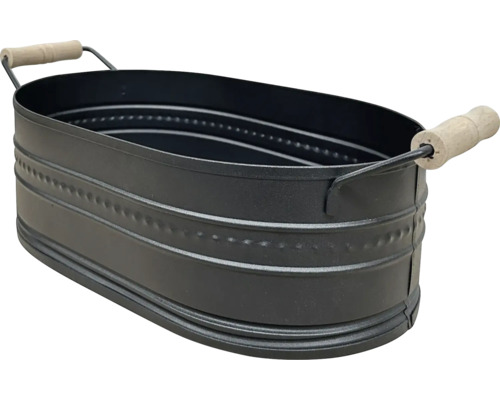 Baignoire ovale en zinc avec poignées en bois