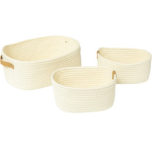 Ensemble de trois paniers de rangement tressés en coton avec poignées