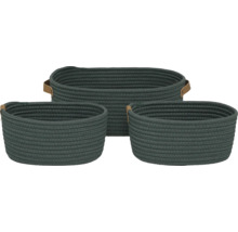 Trois paniers tressés avec poignées