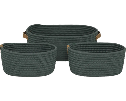 Trois paniers tressés avec poignées