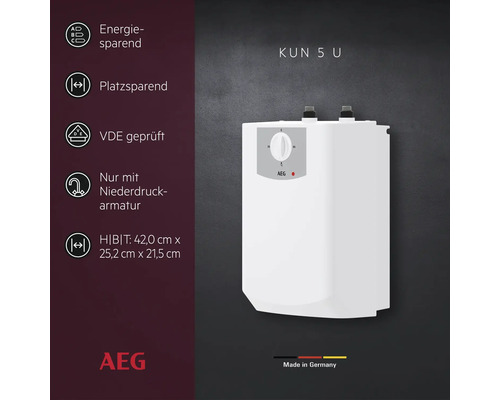 AEG KUN 5 U Durchlauferhitzer für Niederdruckarmatur, energiesparend und platzsparend