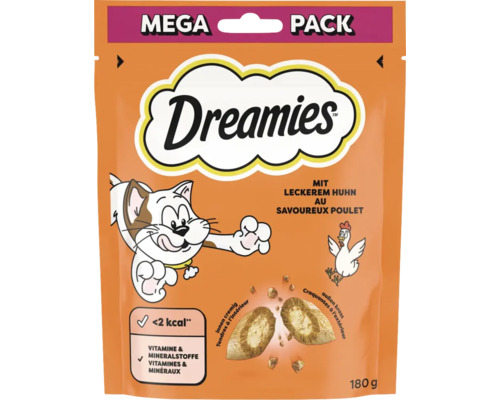 Dreamies Mega Pack friandise pour chat au poulet, 180 grammes