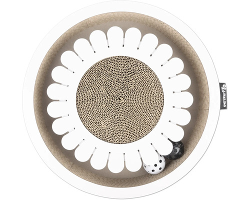 Plateau à gratter pour chat avec balles de jeu