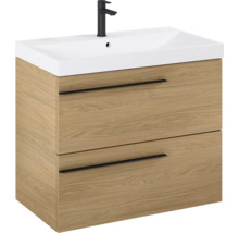 Meuble sous-vasque avec deux tiroirs, vasque et robinet