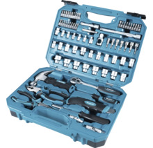 Boîte à outils Makita avec marteau, pinces, clés et douilles