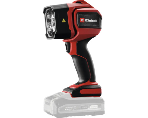 Einhell Akku-LED-Strahler mit Warnsymbol und Einhell Logo