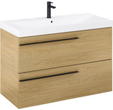 Meuble sous-vasque avec deux tiroirs, vasque et robinet