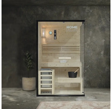 Sauna finlandaise en bois avec façade en verre et accessoires