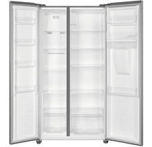 Réfrigérateur combiné américain ouvert avec étagères et compartiments