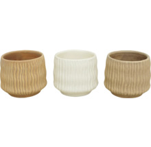 Drei gerillte Übertöpfe