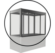 Cabine de douche avec cadre en aluminium et panneaux en plastique transparent