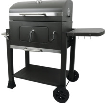 Grill à charbon de bois avec surface de rangement et roulettes