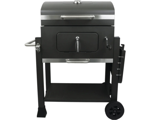 Barbecue au charbon de bois avec couvercle, porte et espace de rangement