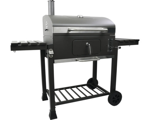 Holzkohlegrill mit Ablageflächen und Rädern