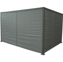 Grauer Pavillon mit Stoffseitenwänden