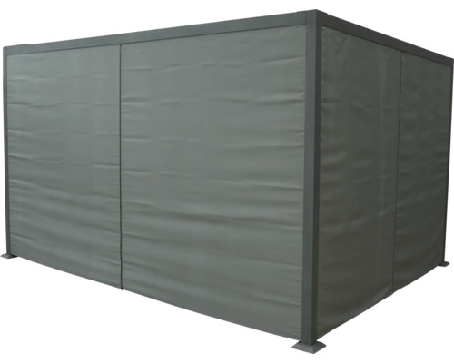 Grauer Pavillon mit Stoffseitenwänden