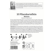 Packung Pflanzkartoffeln der Sorte Belana mit Pflanzanleitung und Entsorgungshinweisen