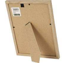 Arrière d'un cadre photo en bois clair avec support