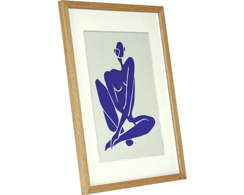 Affiche encadrée avec une représentation abstraite d'une personne assise