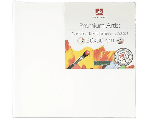 Leinwand zum Bemalen 30x30 cm The Wall Art Premium Artist Leinwand Keilrahmen Châssis 30x30 cm, 3 Stück