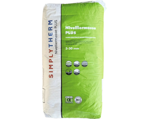 Sac de Simplytherm Nivelliermasse Plus, masse d'égalisation renforcée de fibres pour l'intérieur, convient pour chauffage au sol, moquette, carrelage, PVC et linoléum. Marquage CE