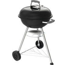 Schwarzer Kugelgrill mit Rädern und Ablagefläche für den Garten