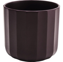 Dunkler, gerillter Übertopf aus Keramik