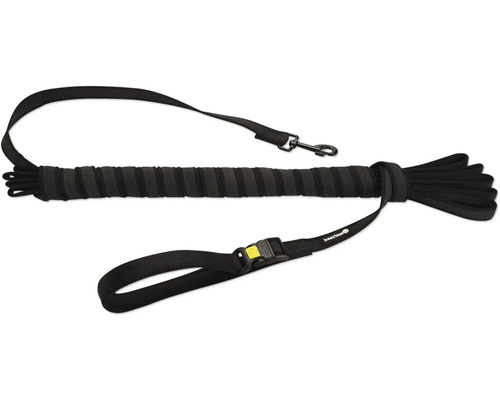 Laisse noire pour chien avec dragonne et mousqueton