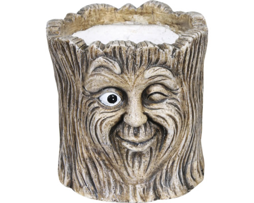 Pot de fleurs Buddy avec visage sur un tronc Ø 18 h 20 cm marron Pot de fleurs visage d'arbre en faïence