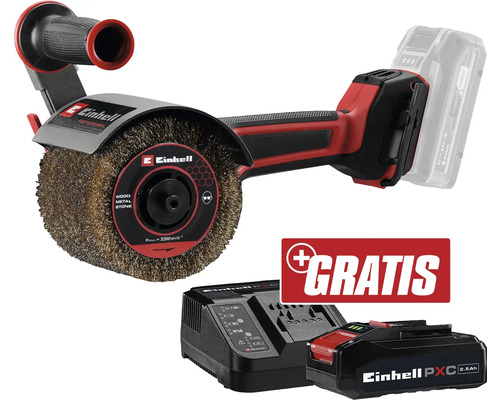 Ponceuse à brosses sur batterie TP-BR 18/32 Li BL + GRATUIT PXC kit de démarrage 18V 2,5 Ah Einhell Brosseuse sans fil avec batterie, chargeur et autocollant promotionnel gratuit