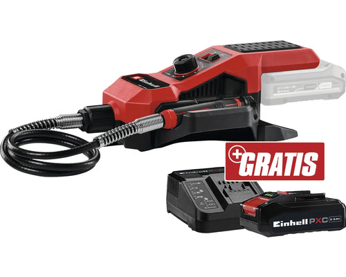Einhell Ponceuse/Graveuse sans fil (stat) TE-MT 18/34 Li + GRATUIT PXC kit de démarrage 18V 2,5 Ah Meuleuse-perceuse sans fil Einhell avec batterie, chargeur et action gratuite
