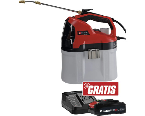 Pulvérisateur à pression sans fil Einhell GE-WS 18/75 Li + article supplémentaire GRATUIT PXC Starter-Kit 18V 2,5 Ah Pulvérisateur à pression sans fil Einhell avec batterie et chargeur
