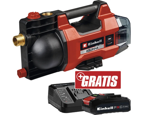 Einhell Pompe de surface sans fil AQUINNA 18/28 + GRATUIT PXC kit de démarrage 18V 2,5 Ah Einhell Aquinna groupe hydrophore sans fil avec batterie et chargeur