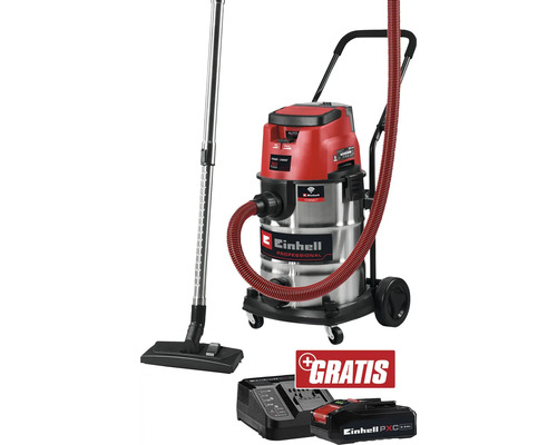 Einhell Akku-Nass-Trockensauger TP-VC 36/30 S Auto + GRATIS Zugabeartikel PXC Starter-Kit 18V 2,5 Ah Einhell Akku-Nass-Trockensauger mit Zubehör