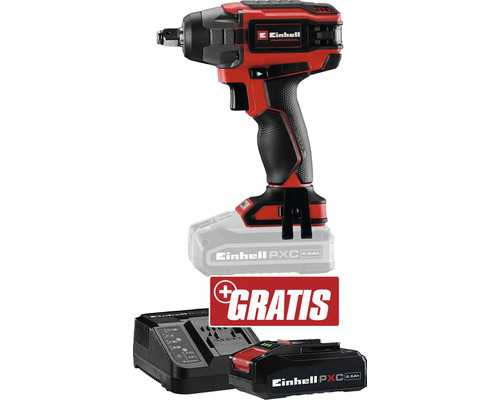 Einhell Visseuse à percussion sans fil IMPAXXO 18/230 + GRATUIT PXC kit de démarrage 18V 2,5 Ah Einhell Clé à choc à batterie avec batterie, chargeur et batterie supplémentaire